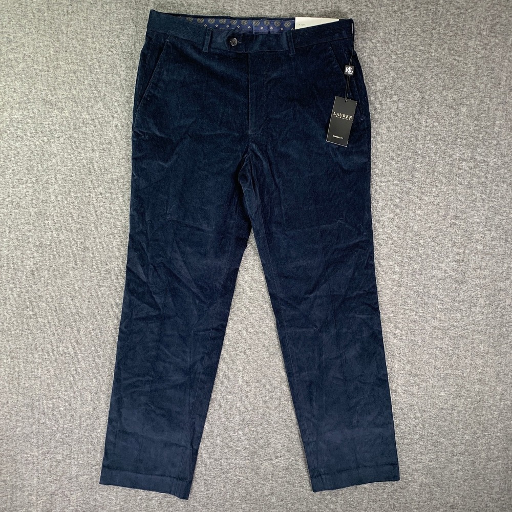 Ralph Lauren Corduroy Pant Men 32x29 Dark Teal Blue Classic Fit Modern NEW